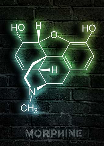 Morphine molecule neon