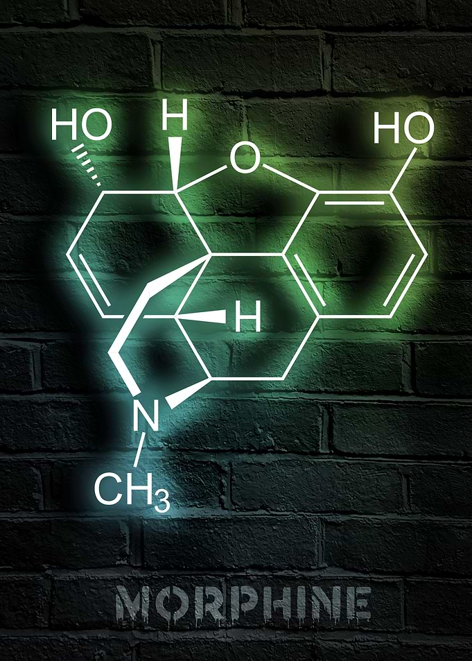 Morphine molecule neon