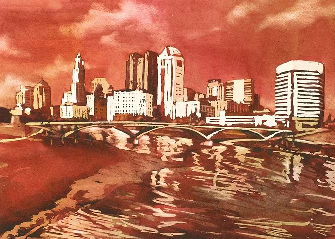 Columbus Ohio sunset art