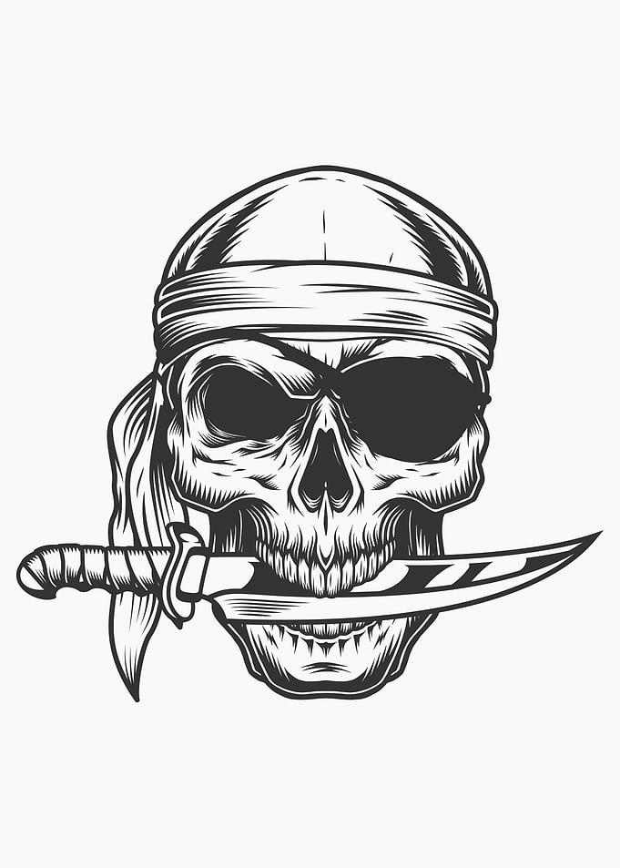 Skull with knife