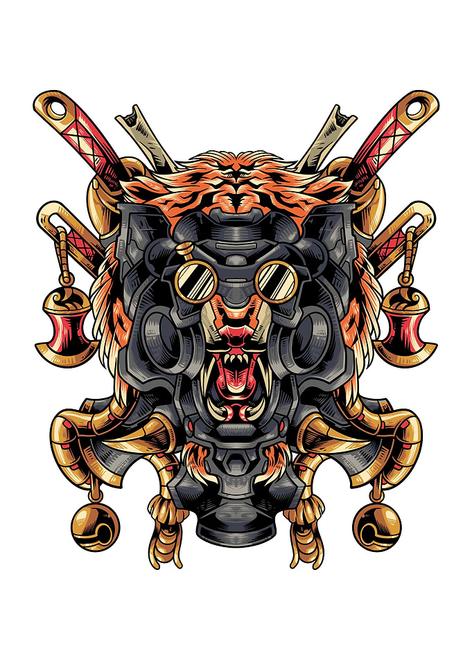 tiger with sword weapon