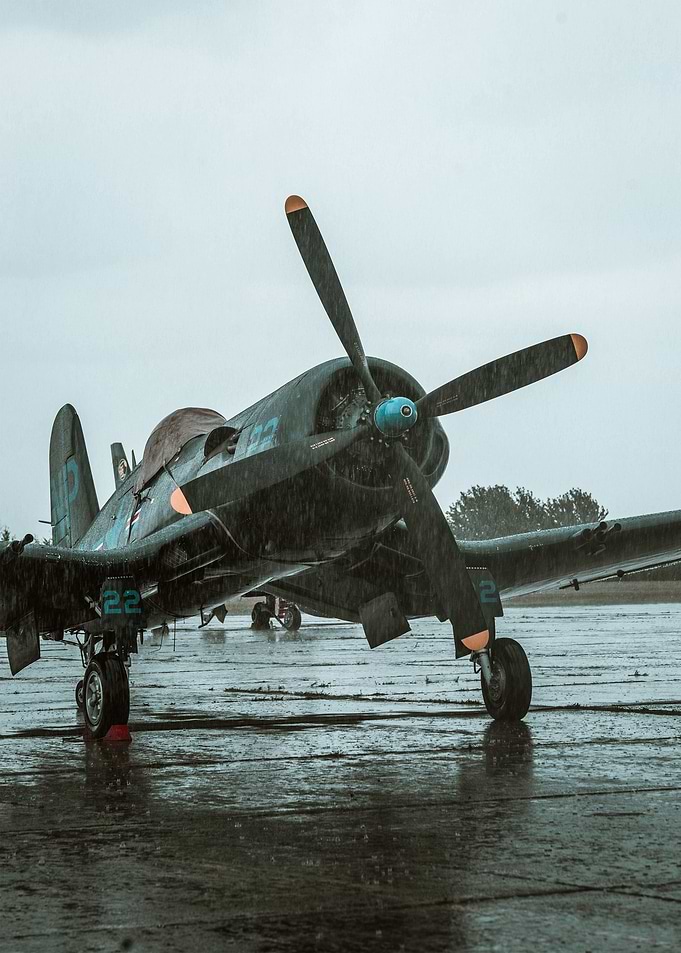 ww2 plane in the rain