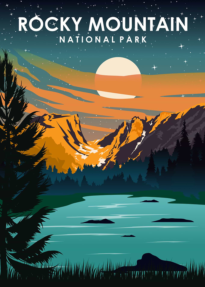 Rocky Mountain at Night