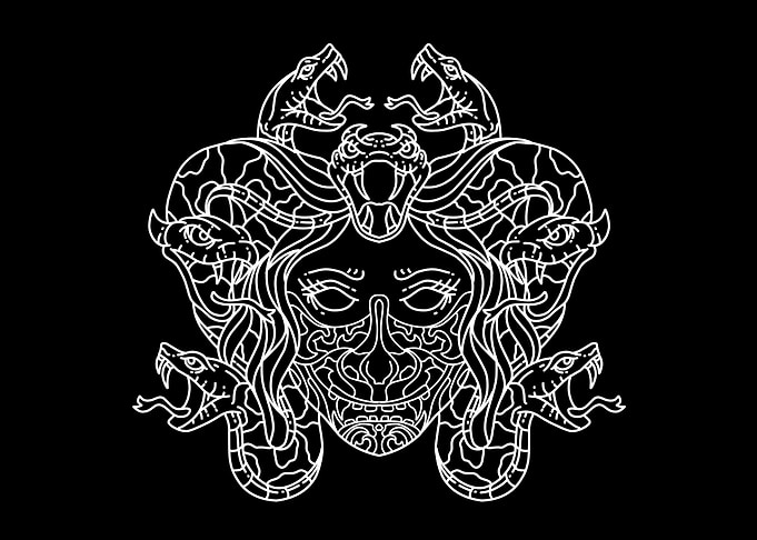 line art human snake