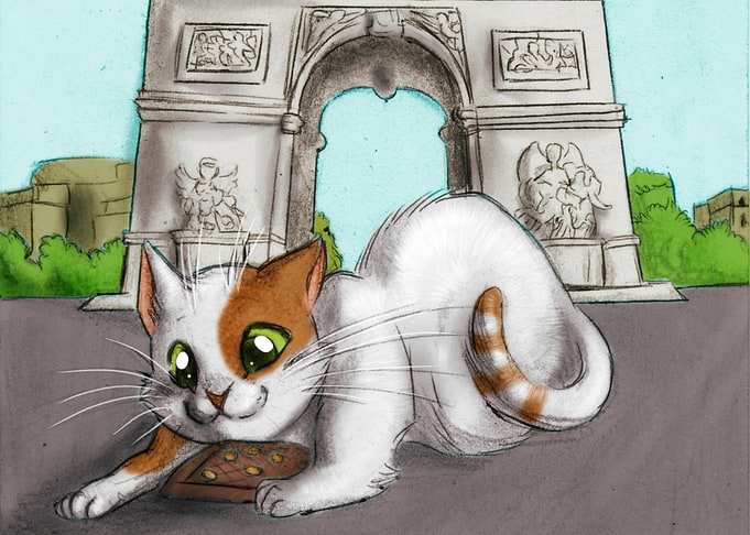 Cat and Arc de Triomphe
