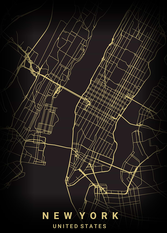 new york city map dark