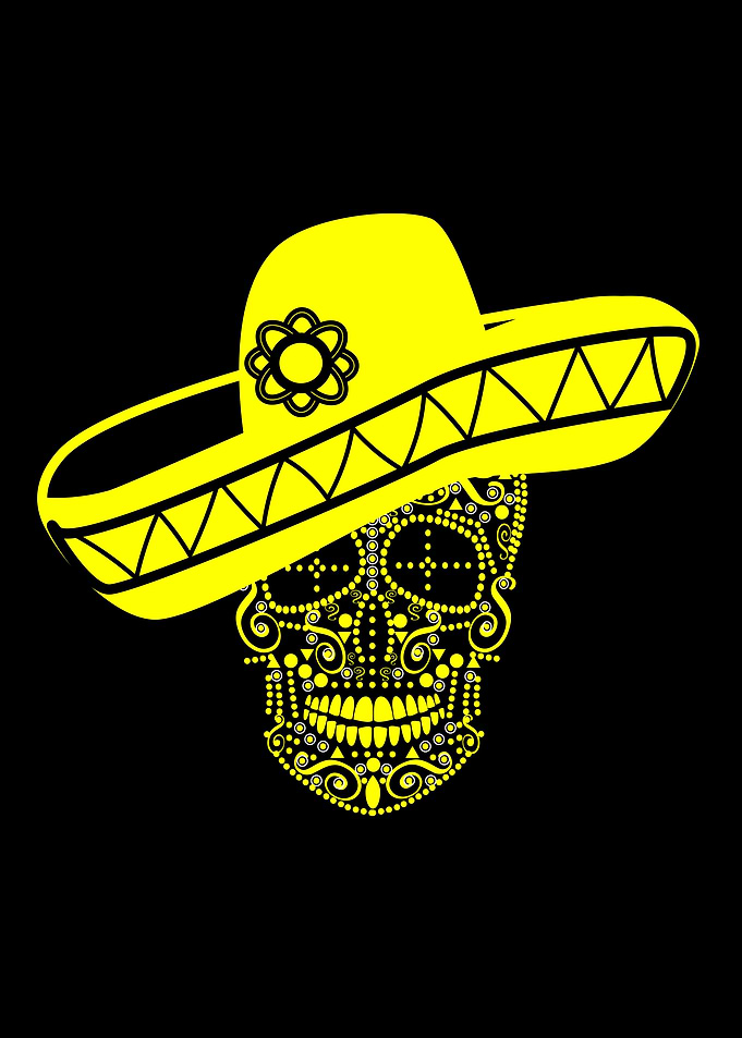 Mexican skull with sombrer