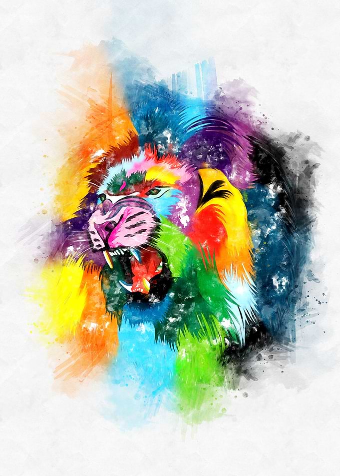 Lion Head Watercolor