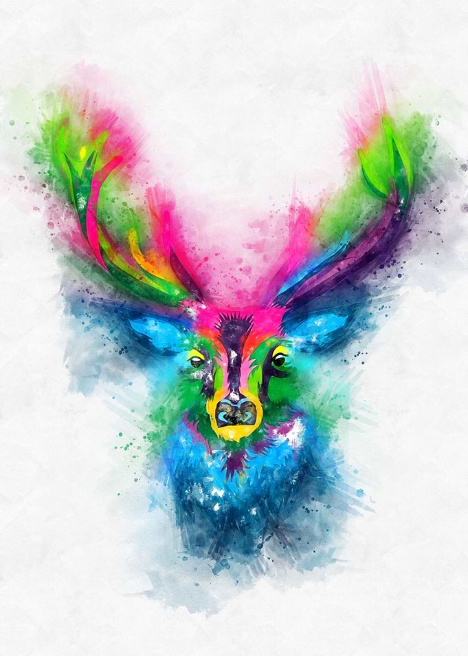 Deer Head Watercolor