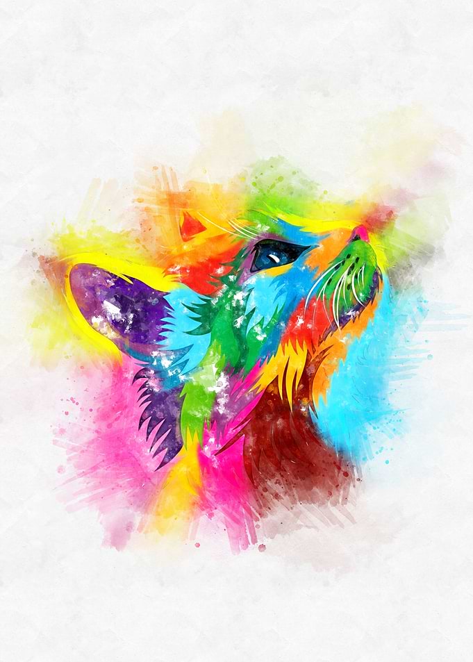 Cat Head Watercolor
