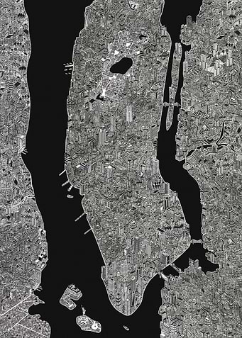 NYC map black New York