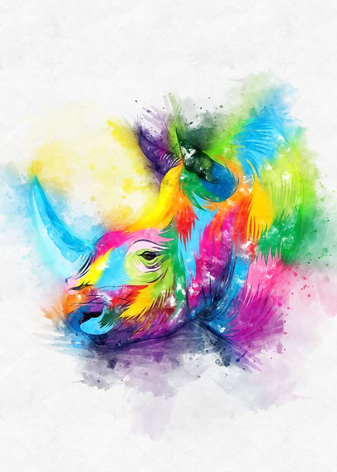 Rhino Head Watercolor
