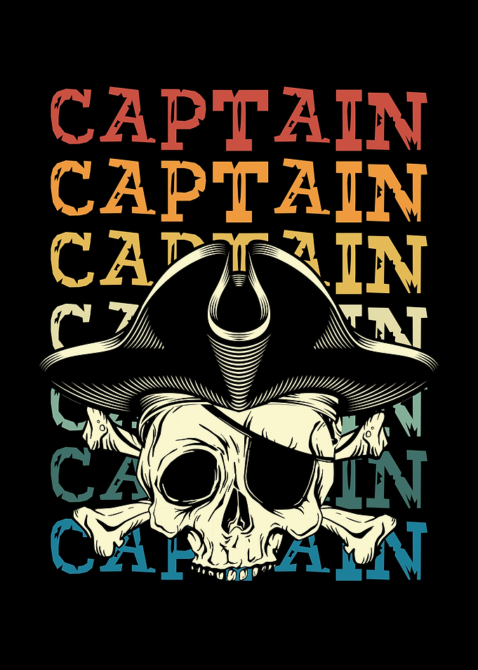 Pirate skull in retro colo