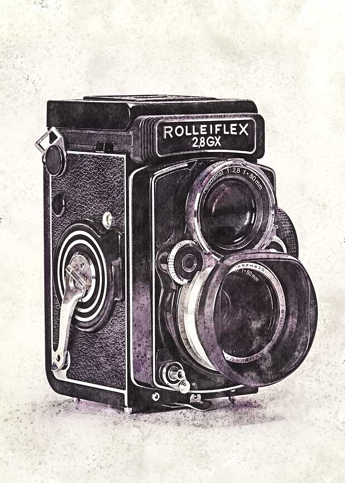 Watercolor Old Camera