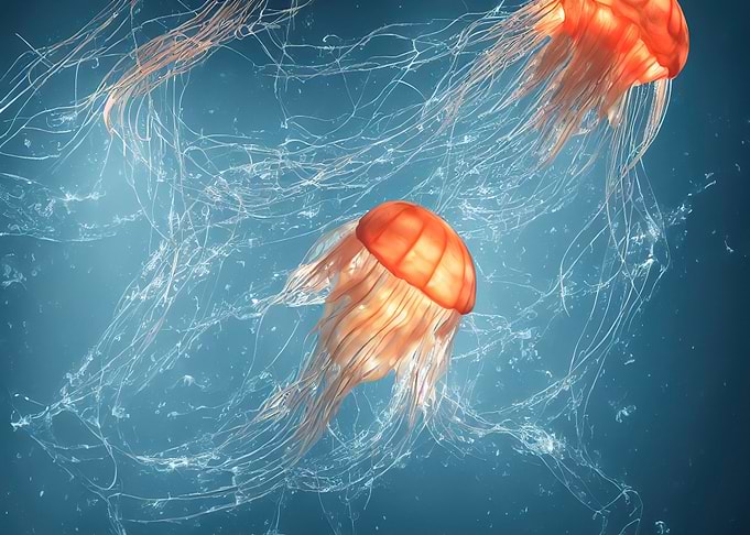 A big jelly swimming