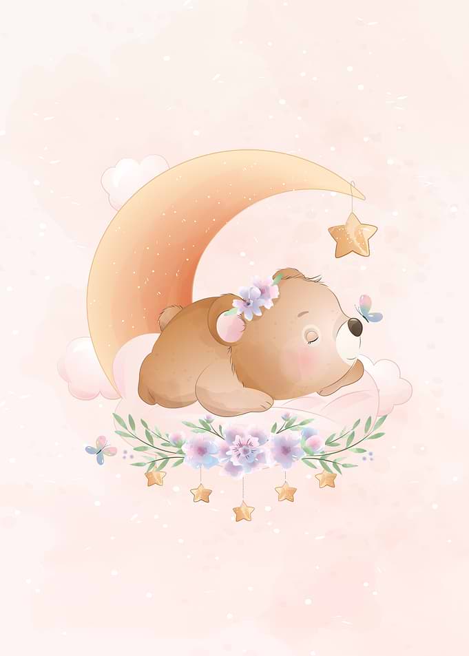 Bear sleeping on the moon
