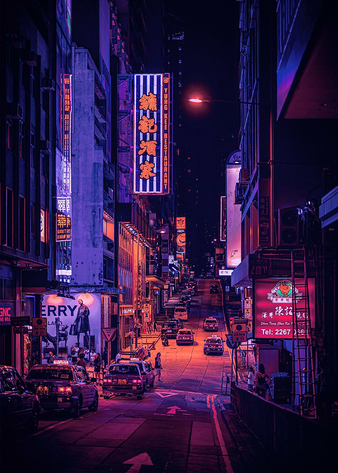 Cyberpunk blue lighting