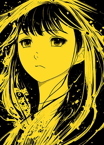 Anime Girl Half Tone Art
