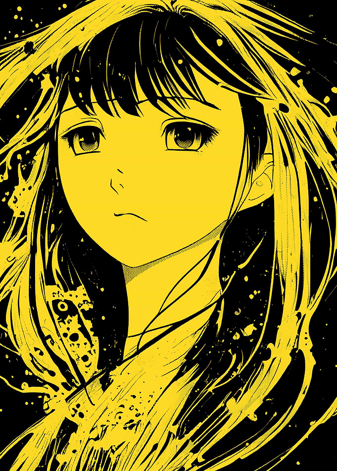 Anime Girl Half Tone Art