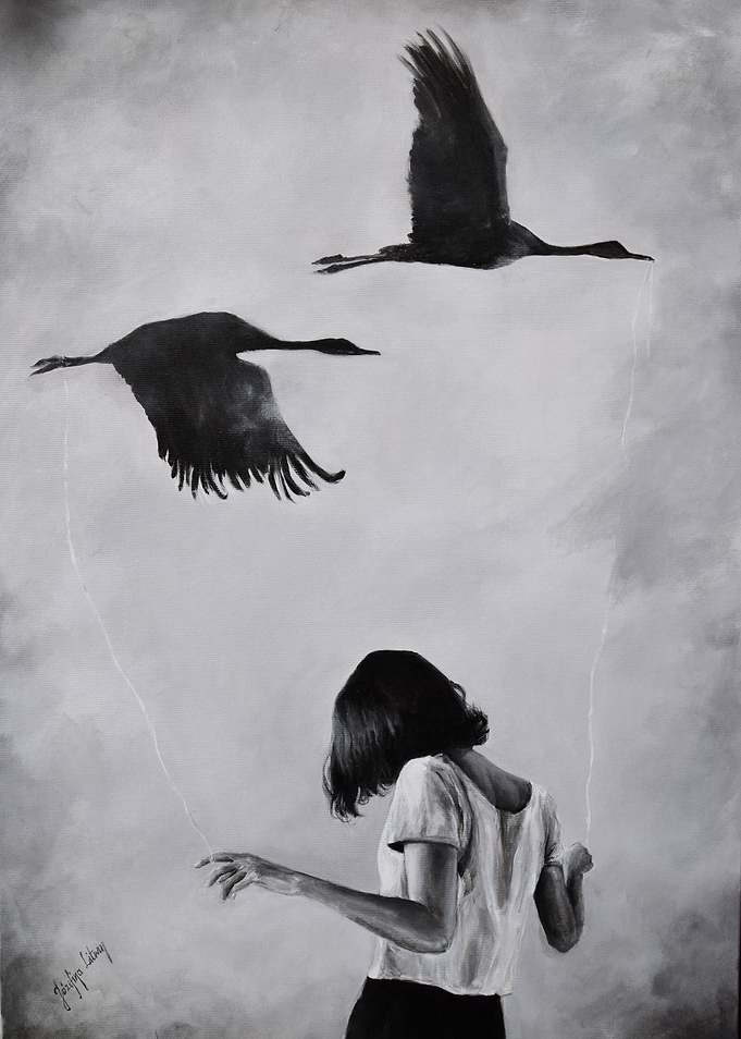 Take me artwork w cranes