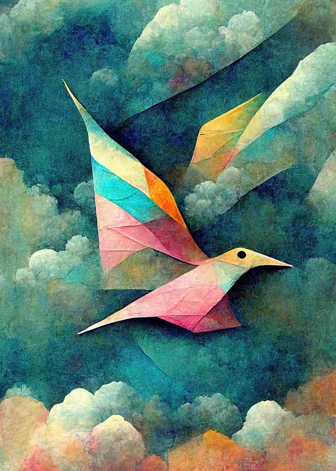 Flying paper bird