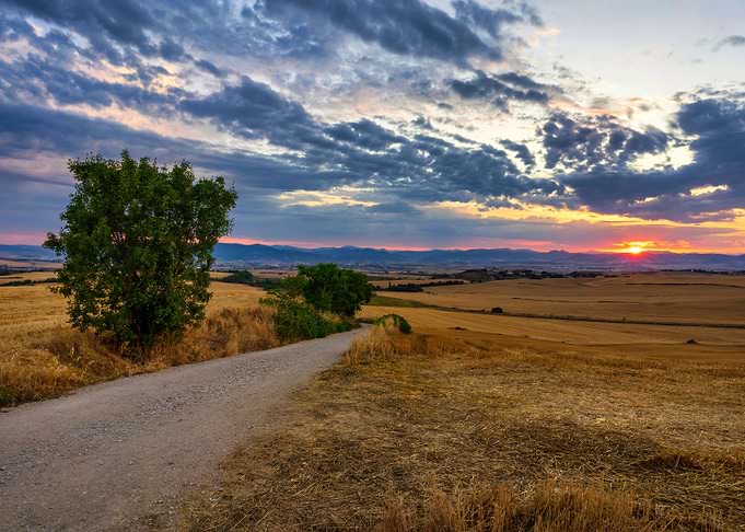 Sunset in road to santiago