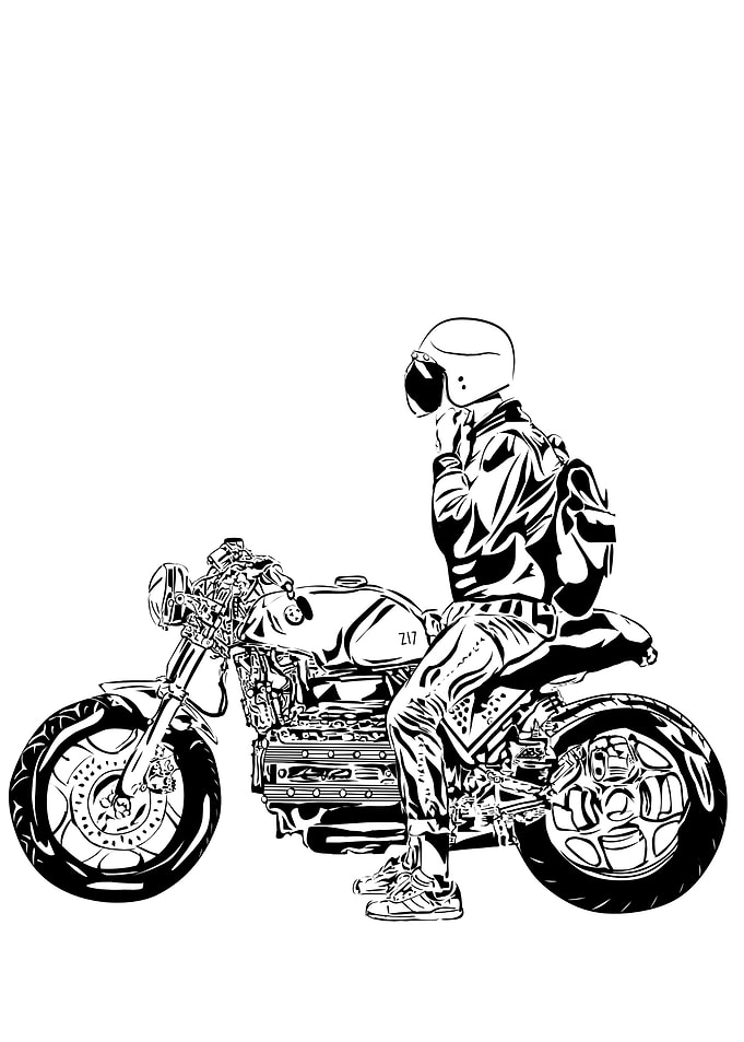Motorcycle and rider art