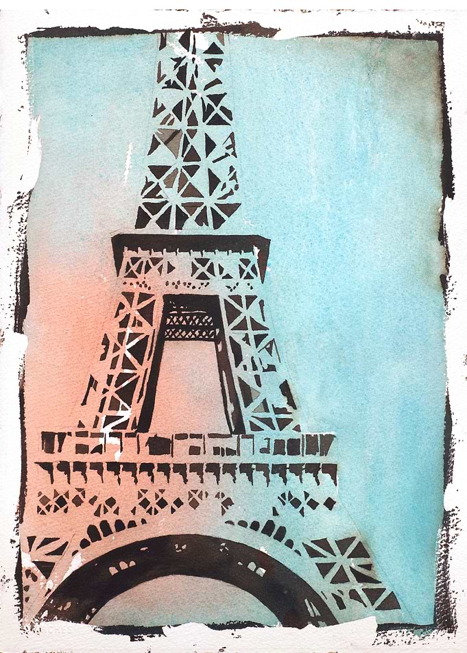 Eiffel Tower Watercolor