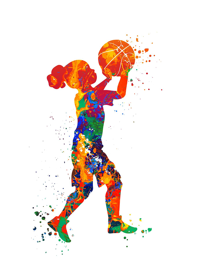 Watercolor Basketball Girl