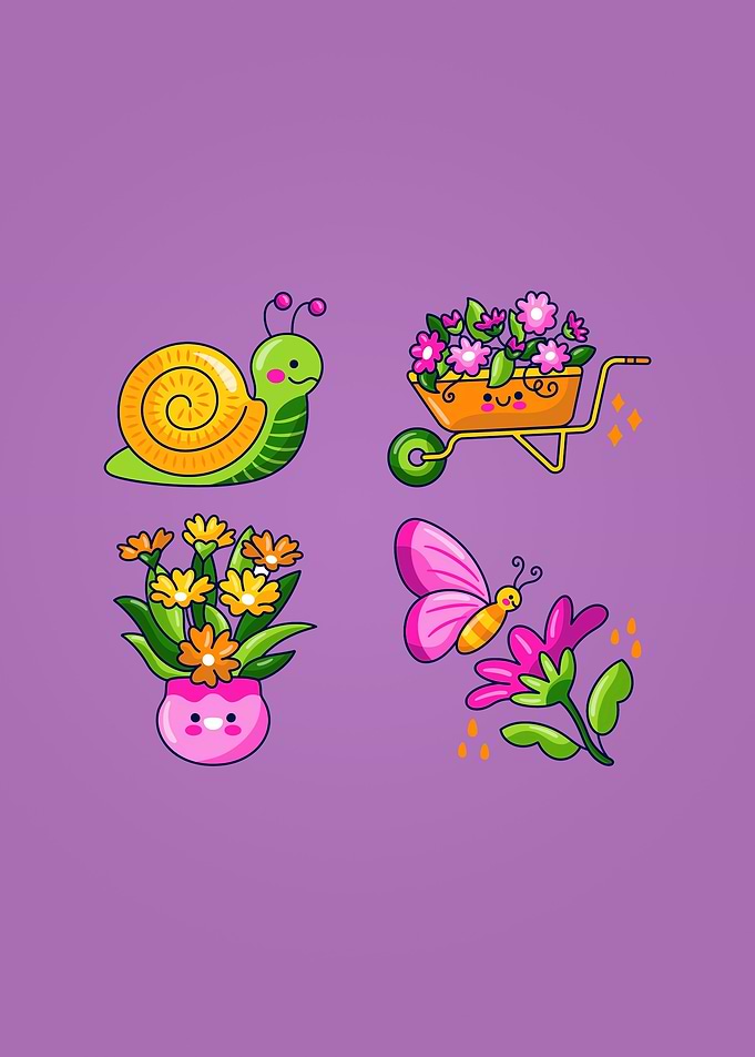 Spring flowers with snail