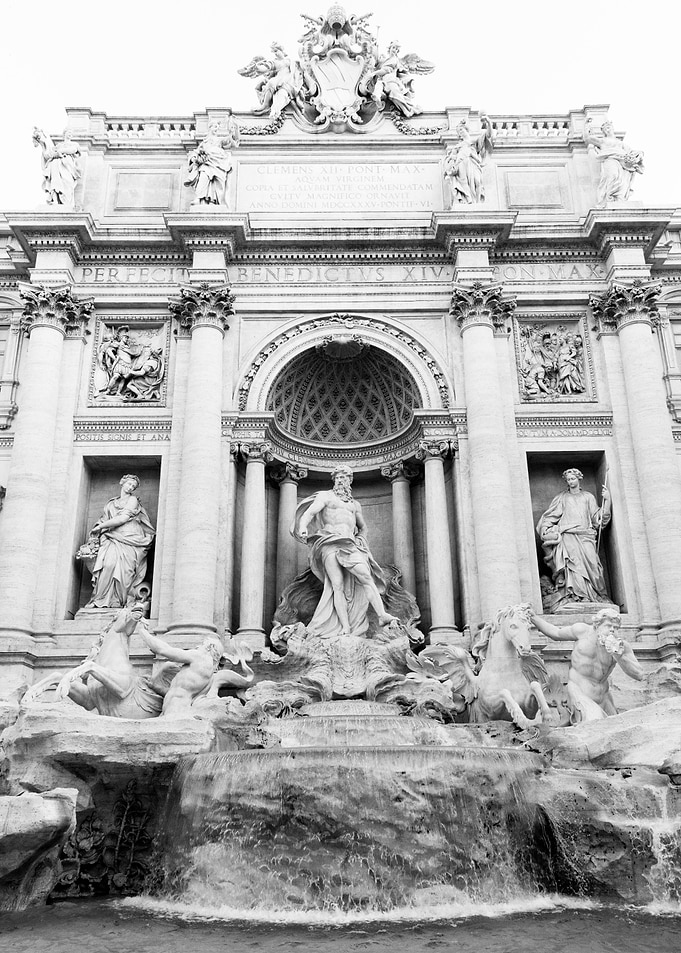 Trevi Fountain Rome BW 1
