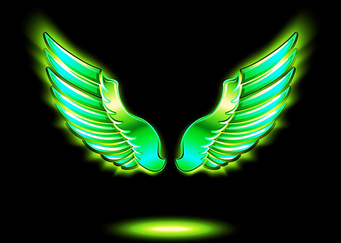 glowing wings neon