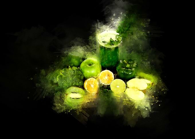 green fruit water color