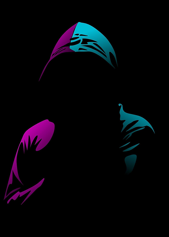 blue and pink hacker