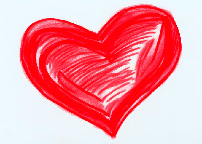 Heart on white paper red c