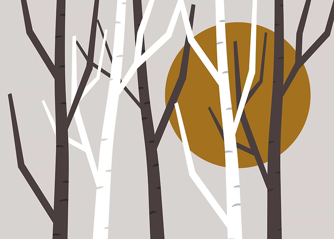 Golden Moon Snow Forest
