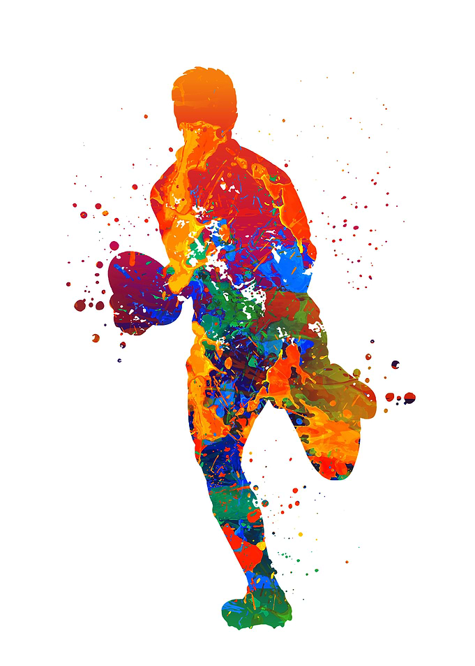 Watercolor Rugby Player