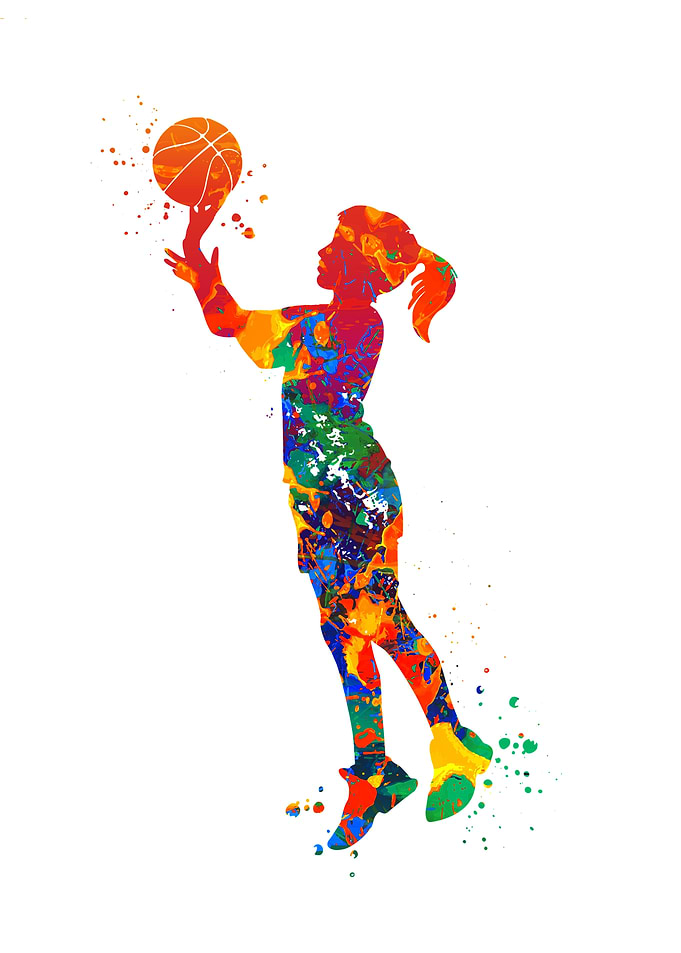 Watercolor Basketball Girl