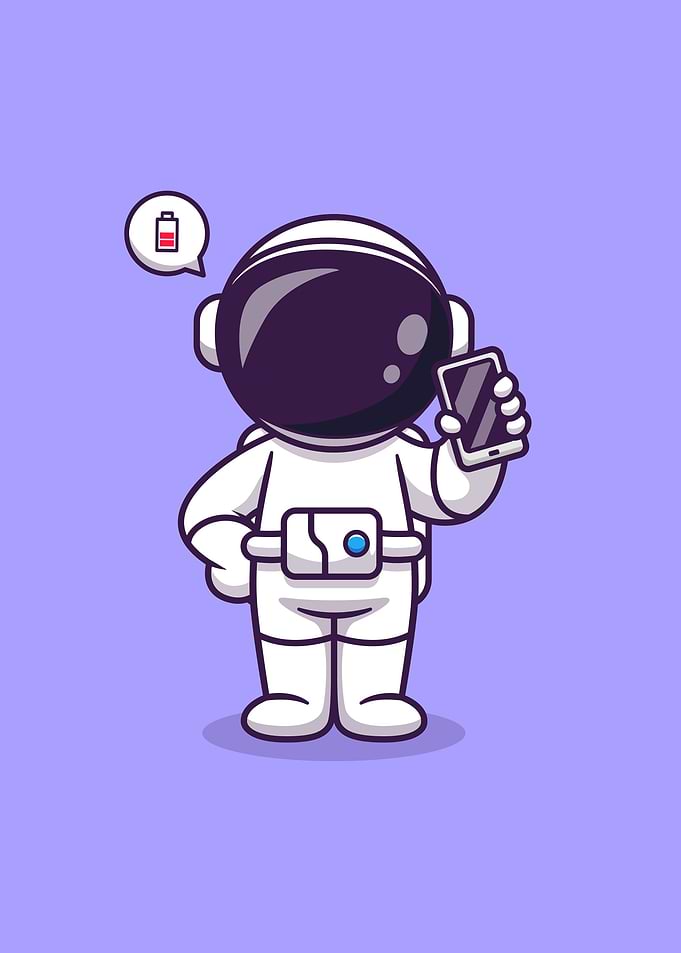 Astronaut holding phone