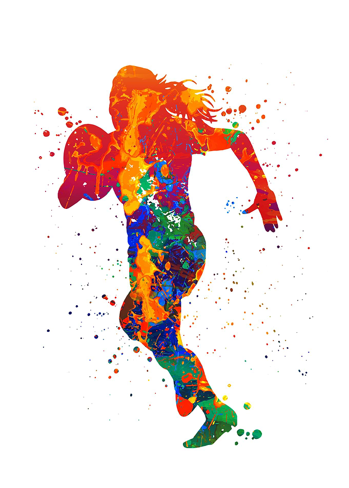 Watercolor Rugby Player