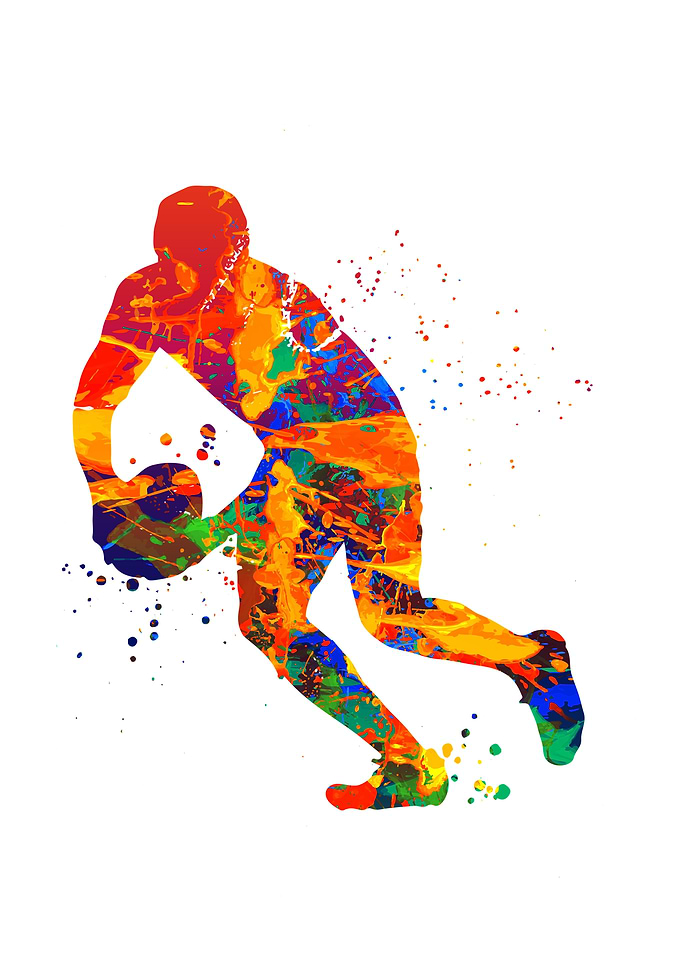 Watercolor Rugby Player