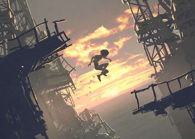 A kid jumping