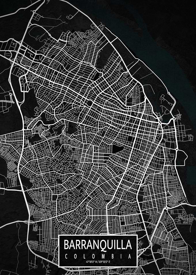 Barranquilla Map Dark