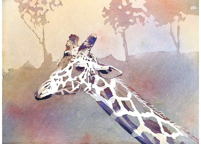 Giraffe watercolor artwork