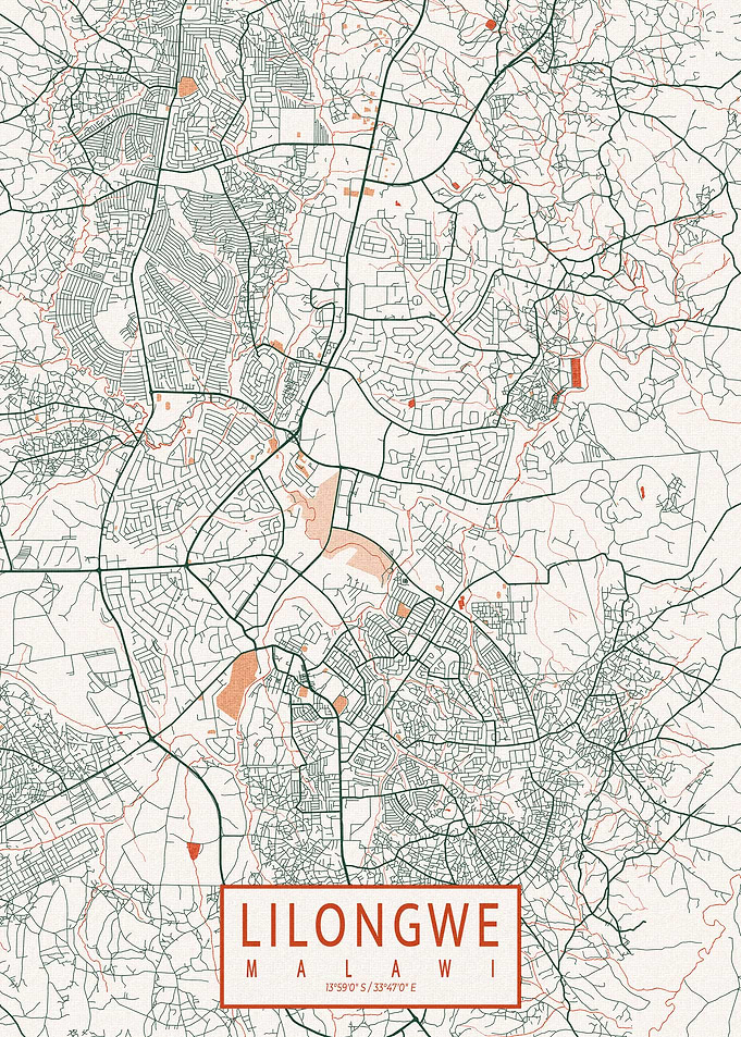 Lilongwe Map Bohemian