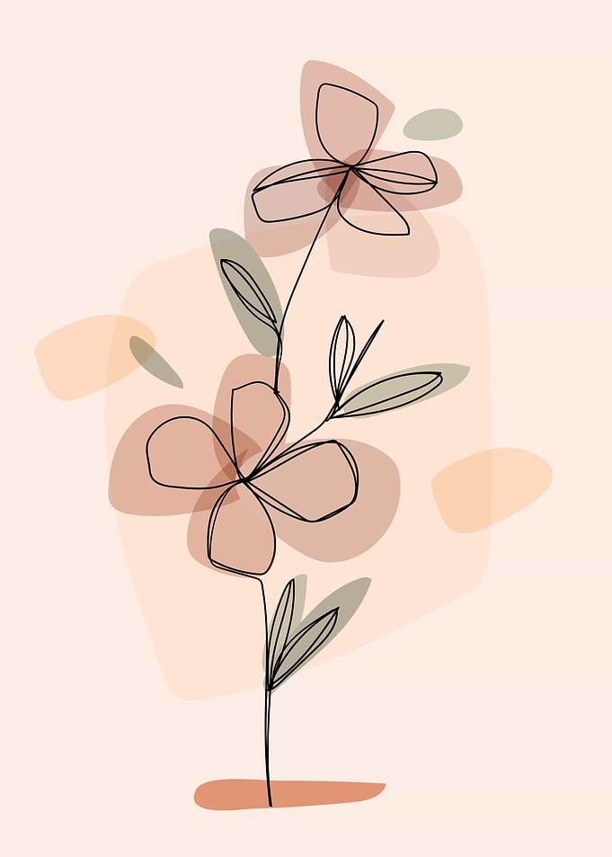 Pink shade floral line art