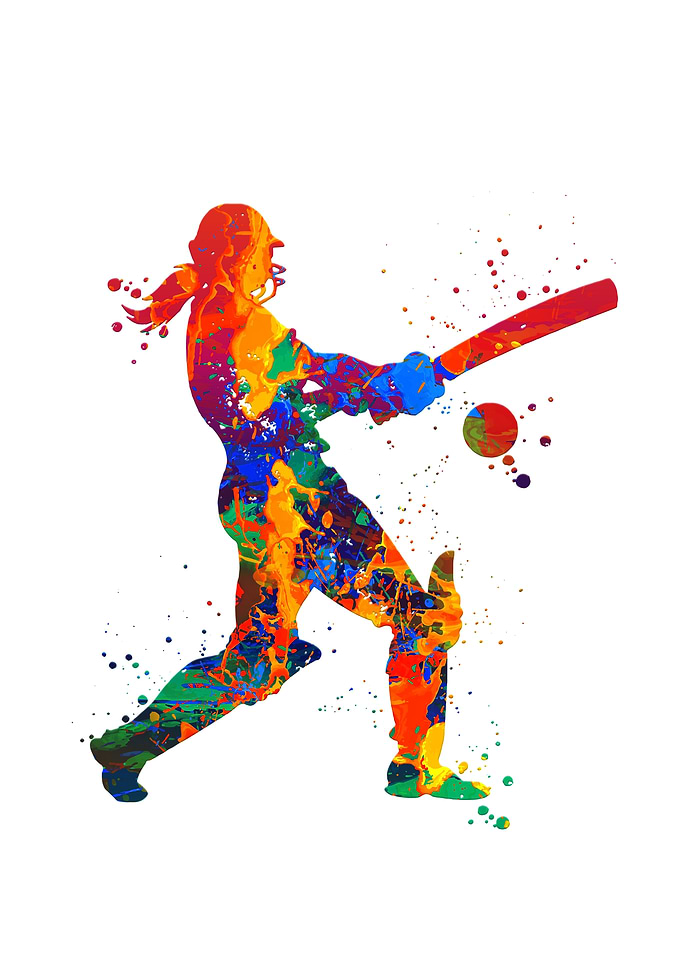 Watercolor Cricket Player