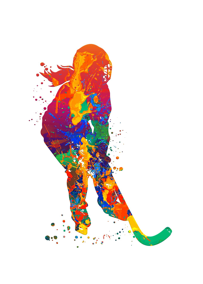 Watercolor Ice Hockey Play