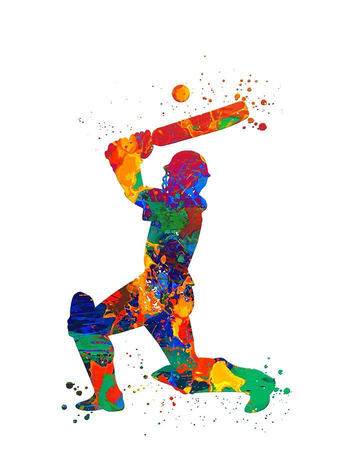Watercolor Cricket Player