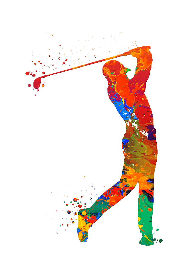 Watercolor Golf Player Man